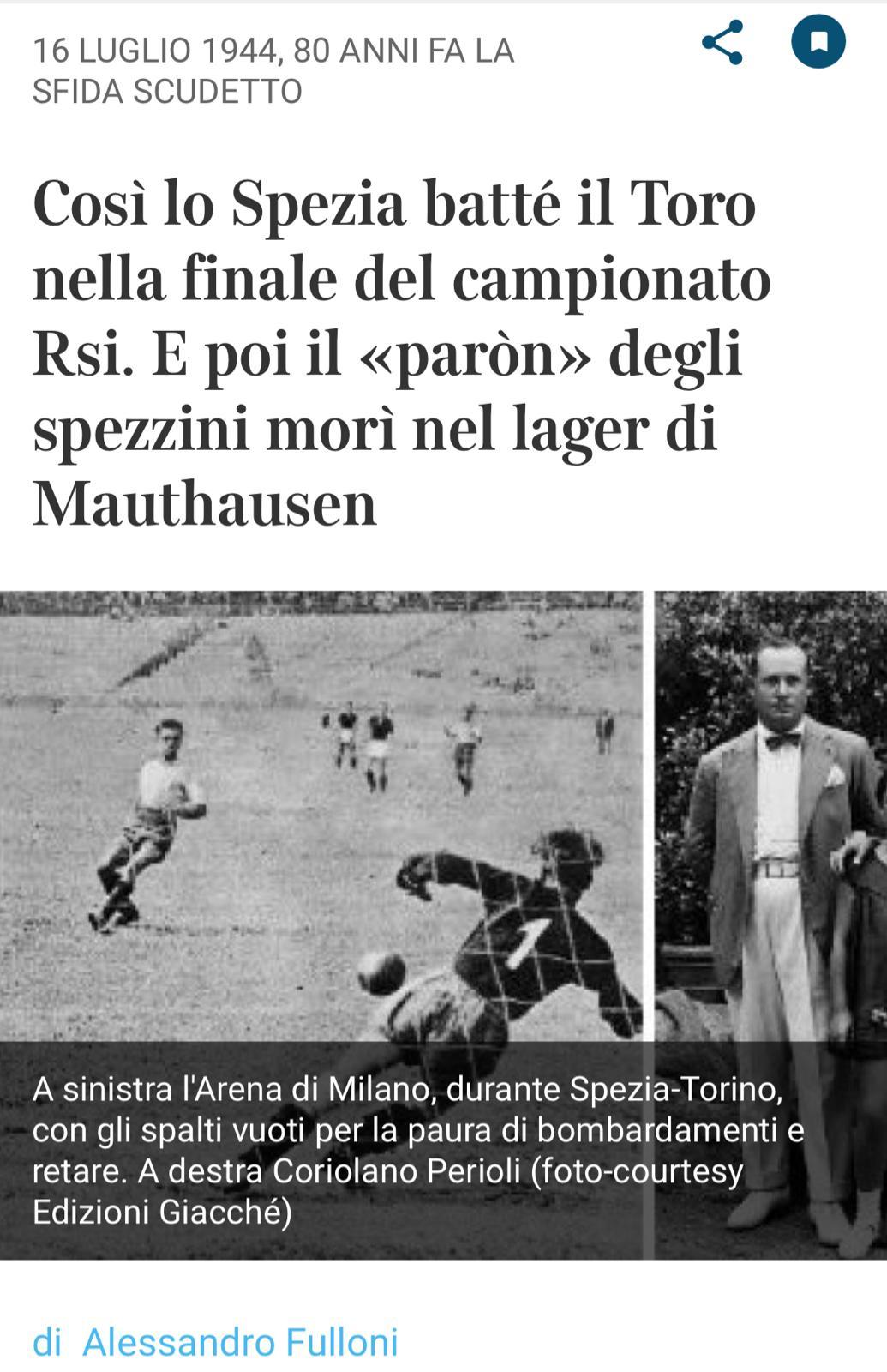 A 80 anni dallo Scudetto dello Spezia. Così lo Spezia batté il Toro nella finale
